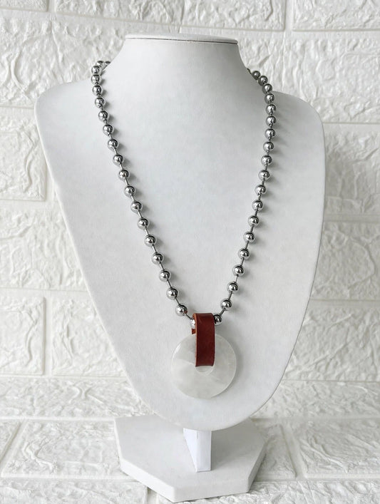 Collar de Acero Quirúrgico y Piedra Natural Jade