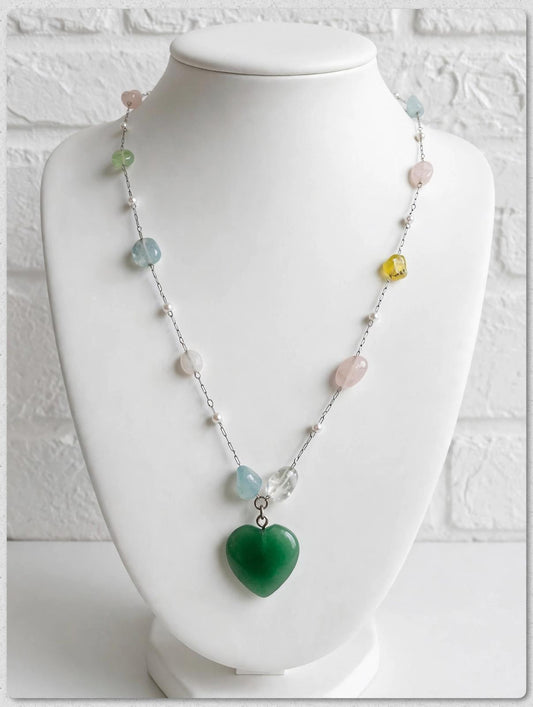Collar de Acero Quirúrgico y Piedras Naturales Cuarzo