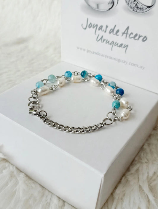 Pulsera de piedras y perlas
