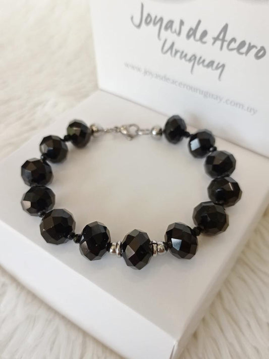 Pulsera de Cristales Facetados y Acero