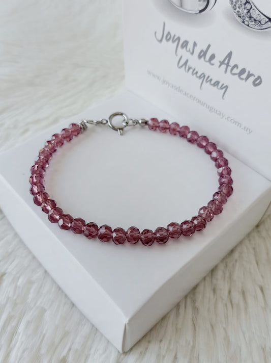 Pulsera de Acero Quirúrgico y Cristales Facetados