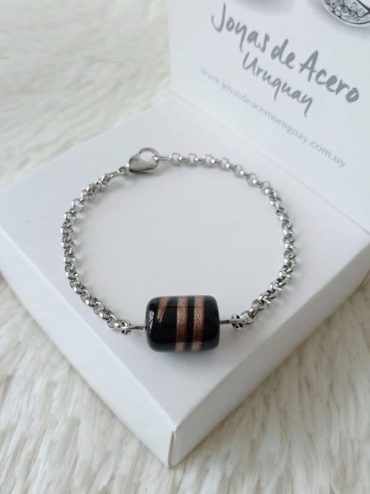 Pulsera de Acero Quirúrgico y Cristales Facetados