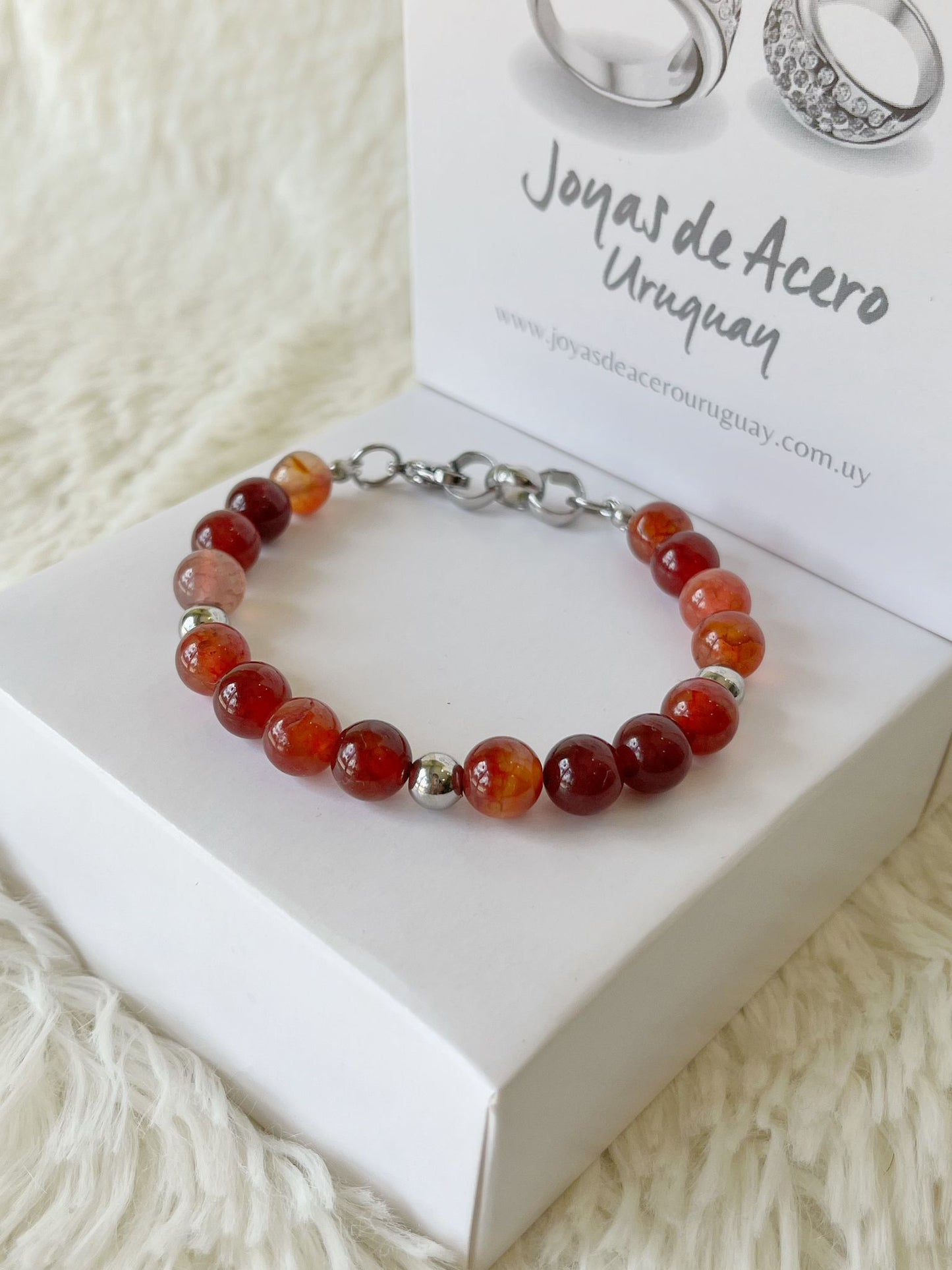 Pulsera de Acero Quirúrgico y Piedras Naturales Ágata