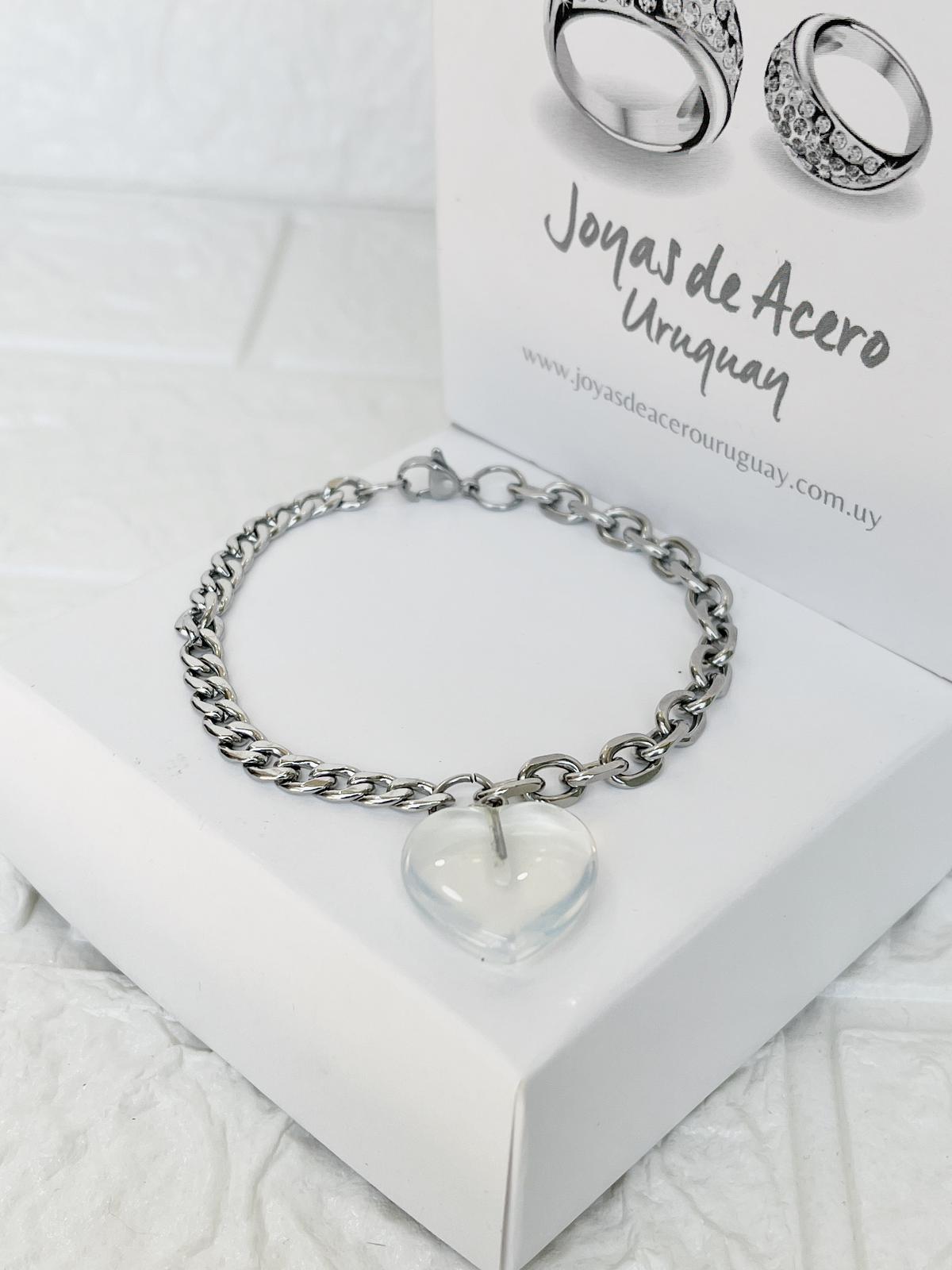 Pulsera de Acero Quirúrgico y Piedra Opalina