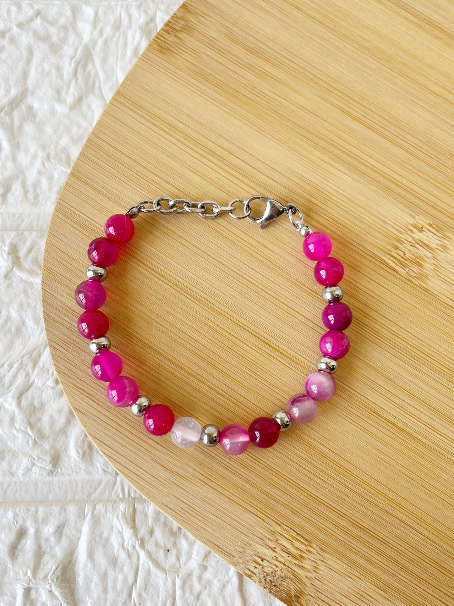 Pulsera de Acero Quirúrgico y Piedra Natural Ágata