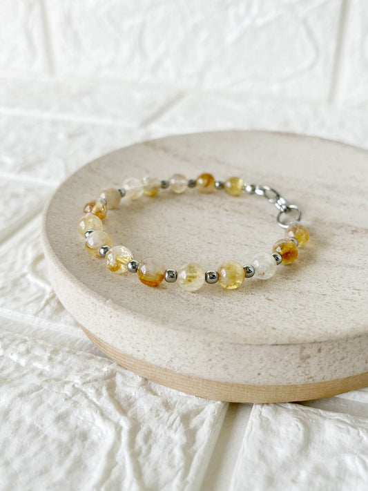 Pulsera de Acero Quirúrgico y Piedra Natural Citrino