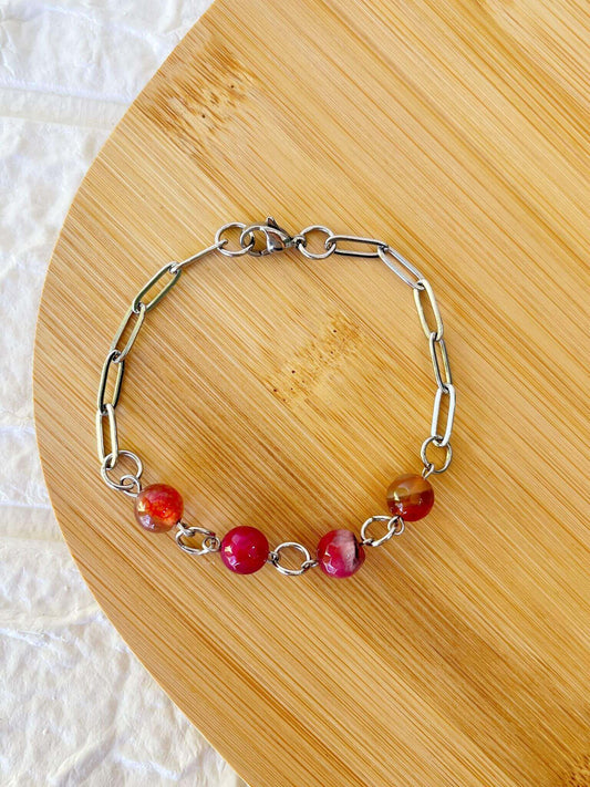 Pulsera de Acero Quirúrgico y Piedra Natural Ágata