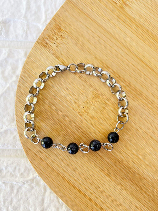 Pulsera de Acero Quirúrgico y Piedra Natural Estrella