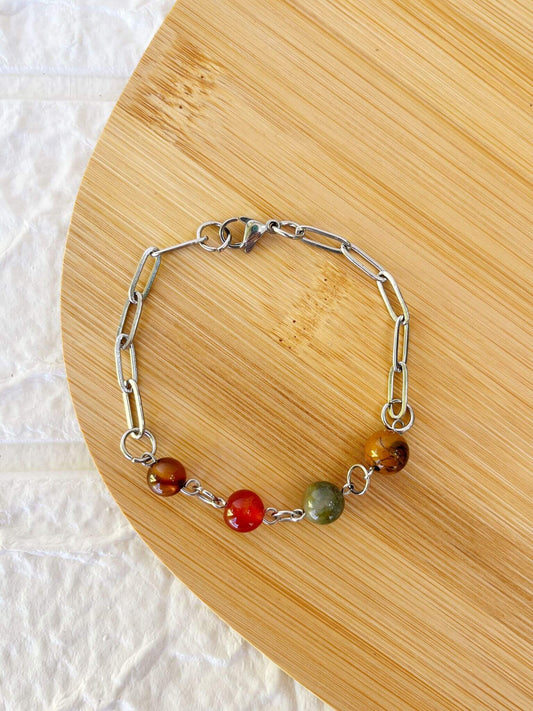 Pulsera de Acero Quirúrgico y Piedras Naturales