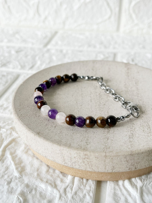 Pulsera de Acero Quirúrgico y Piedras Naturales