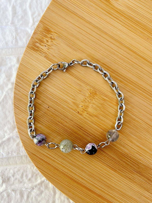 Pulsera de Acero Quirúrgico y Piedra Natural Ágata