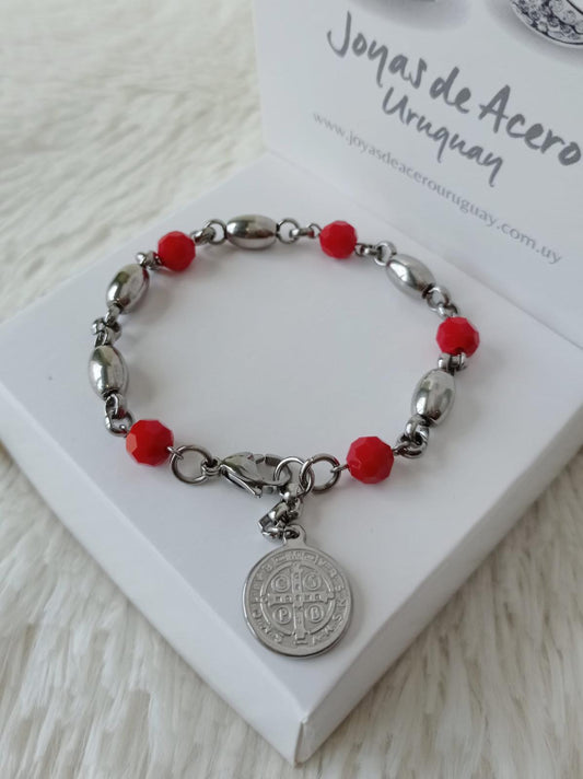 Pulsera de Acero Quirúrgico y Cristales