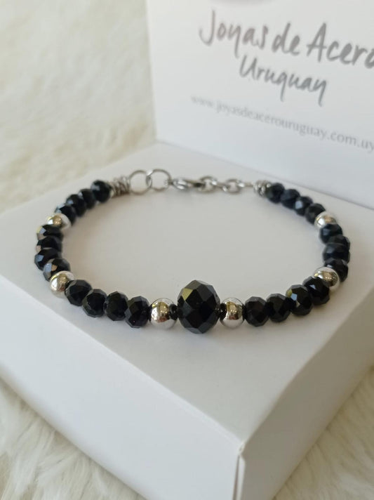 Pulsera de Acero Quirúrgico y Cristales Facetados