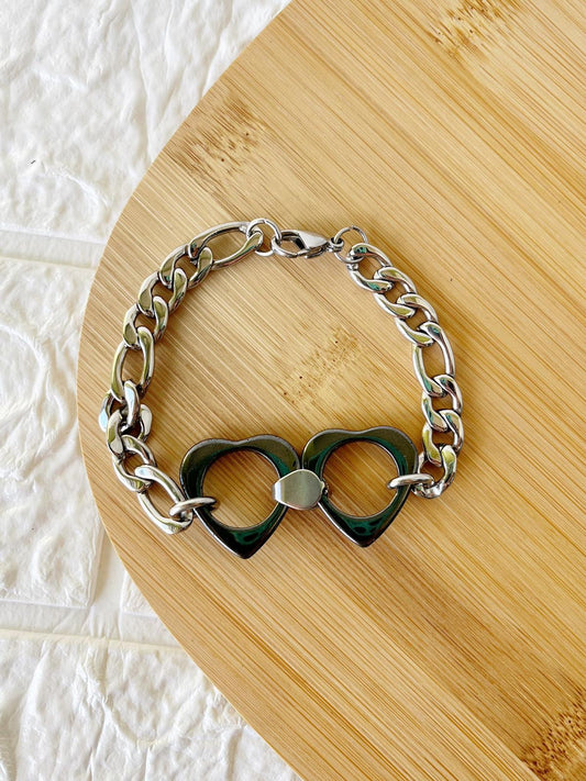 Pulsera de Acero Quirúrgico y Piedra Natural Hematite