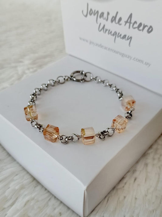 Pulsera de Acero Quirúrgico y Cristales
