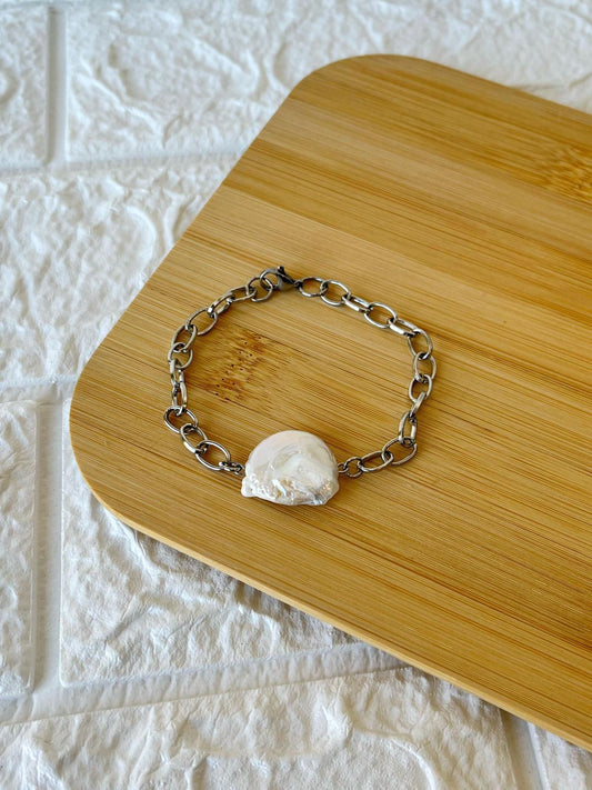 Pulsera de Acero Qurúrgico y Perla Barroca