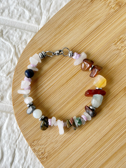 Pulsera de Acero Quirúrgico y Piedras Naturales
