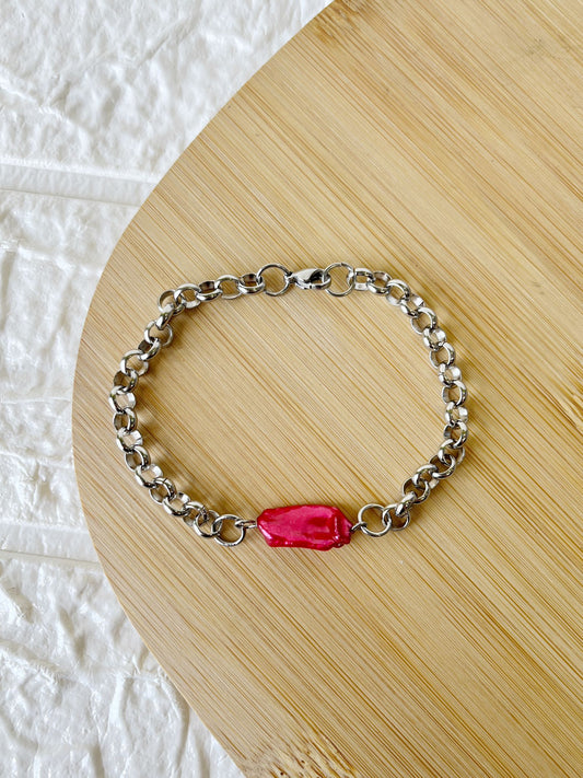 Pulsera de Acero Qurúrgico y Perla Barroca