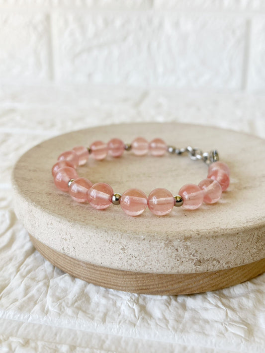 Pulsera de Acero Quirúrgico y Cuarzo Cherry