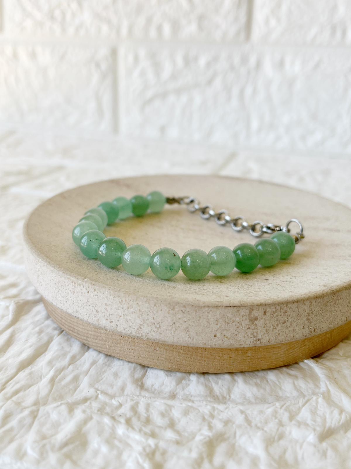 Pulsera de Acero Quirúrgico y Cuarzo Verde