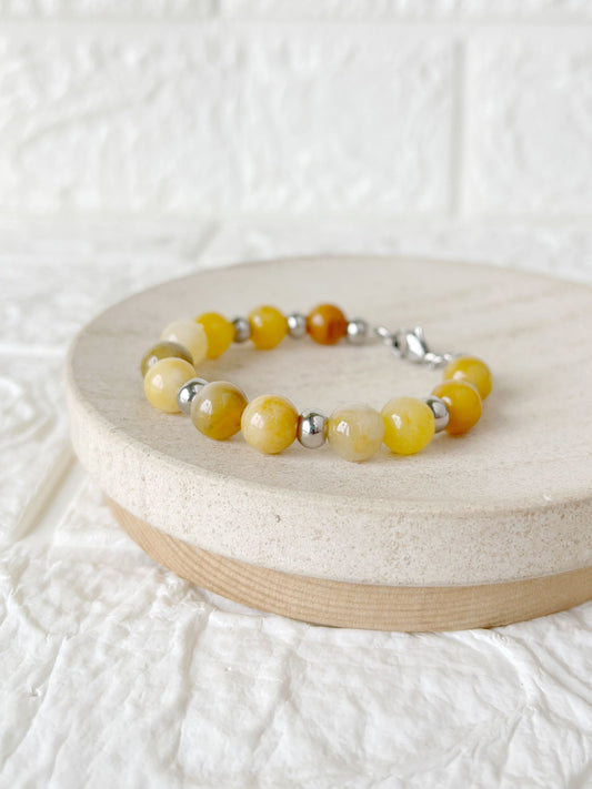 Pulsera de Acero Quirúrgico y Piedras Naturales Ágata