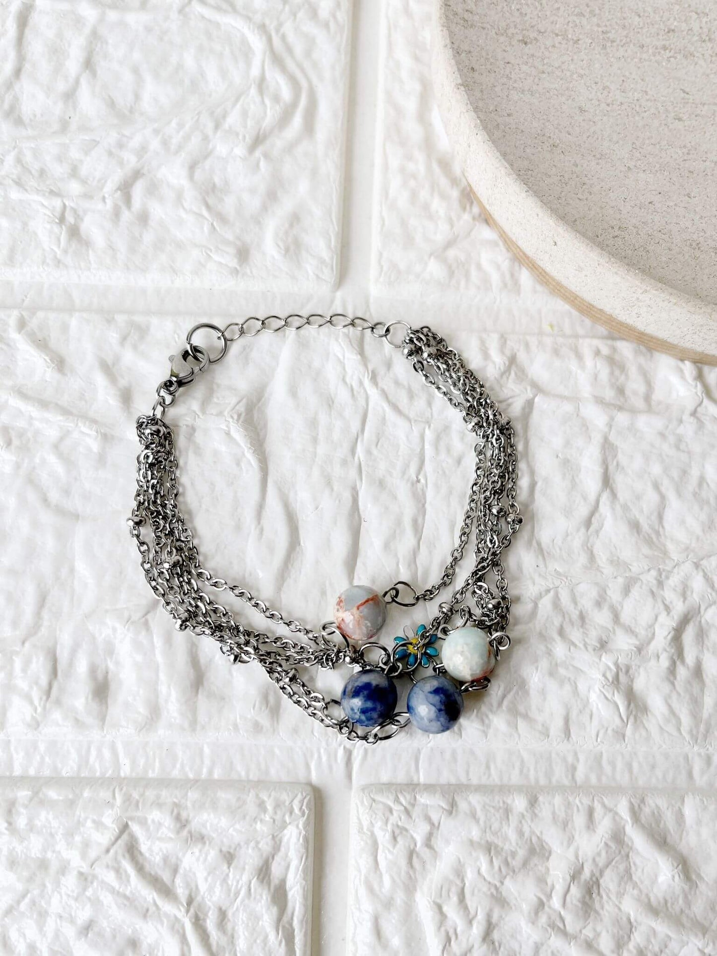 Pulsera de Acero Quirúrgico y Piedras Naturales