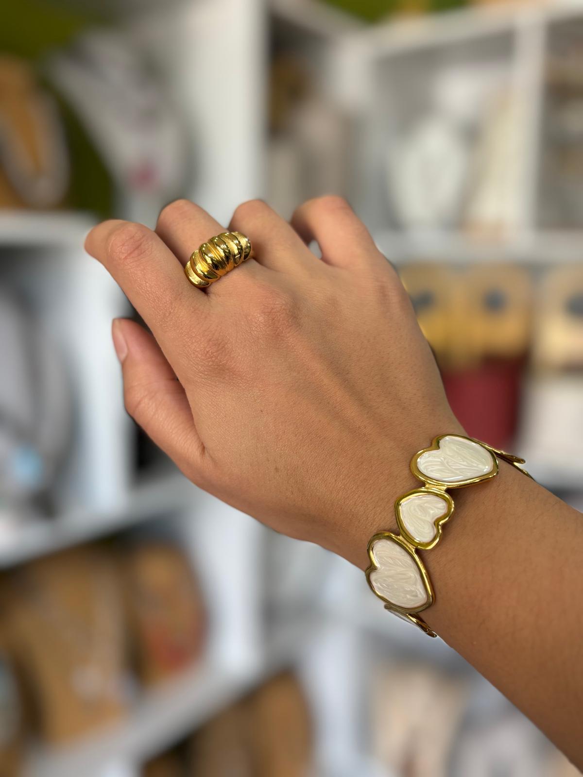 Pulsera Esclava de Acero Dorado