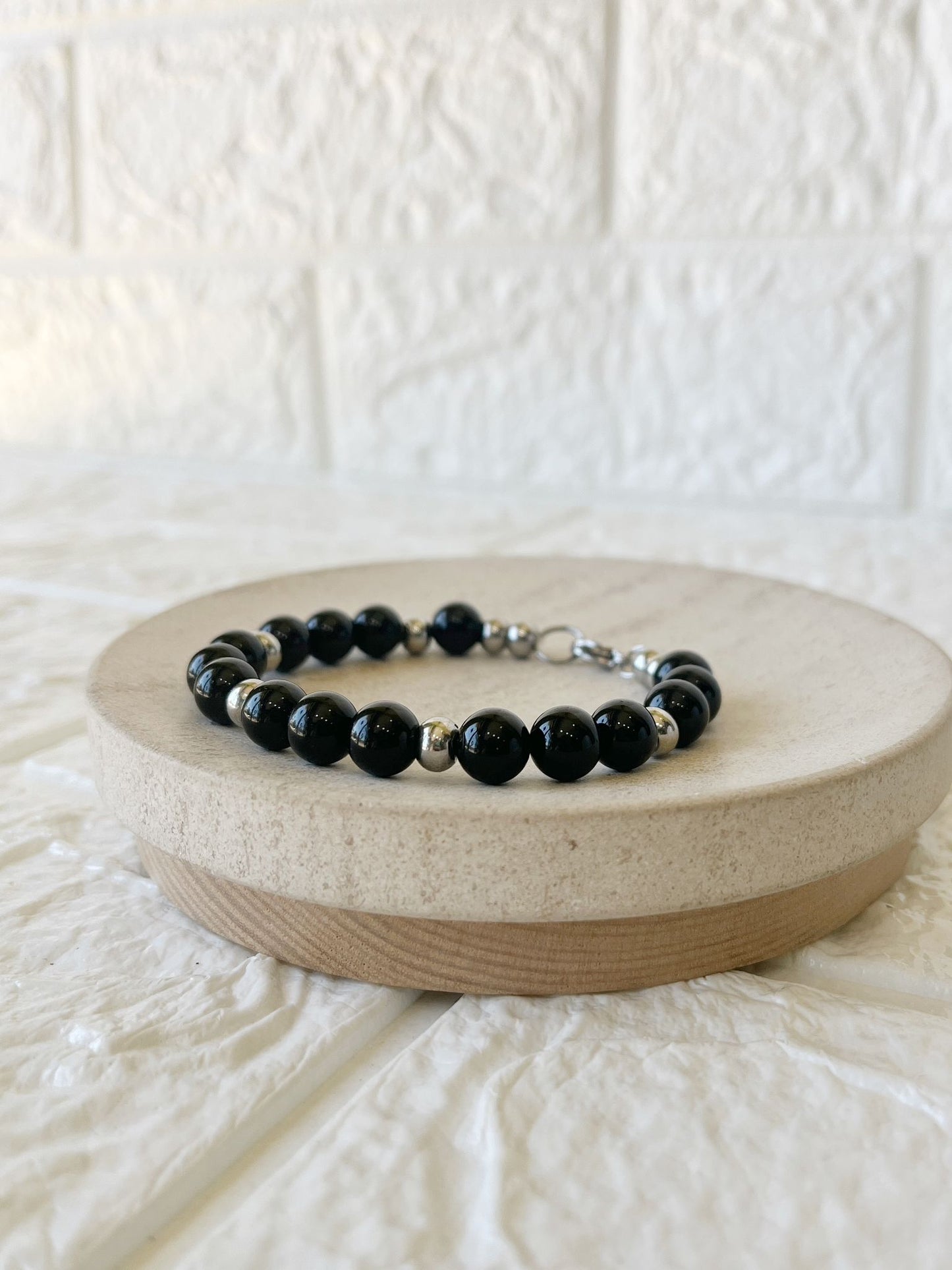 Pulsera de Acero Quirúrgico y Piedras Naturales Ágata