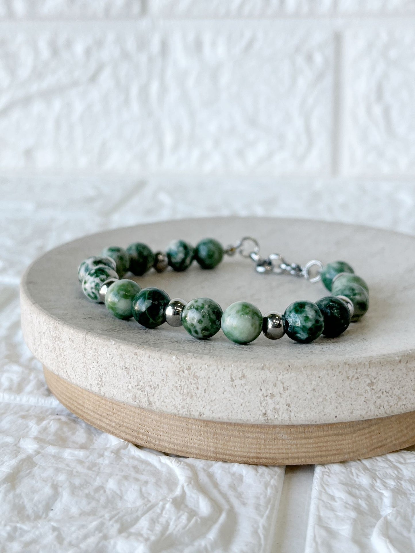 Pulsera de Acero Quirúrgico y Piedra Natural Jaspe