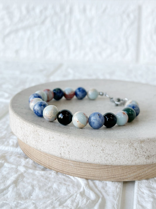 Pulsera de Acero Quirúrgico y Piedras Naturales