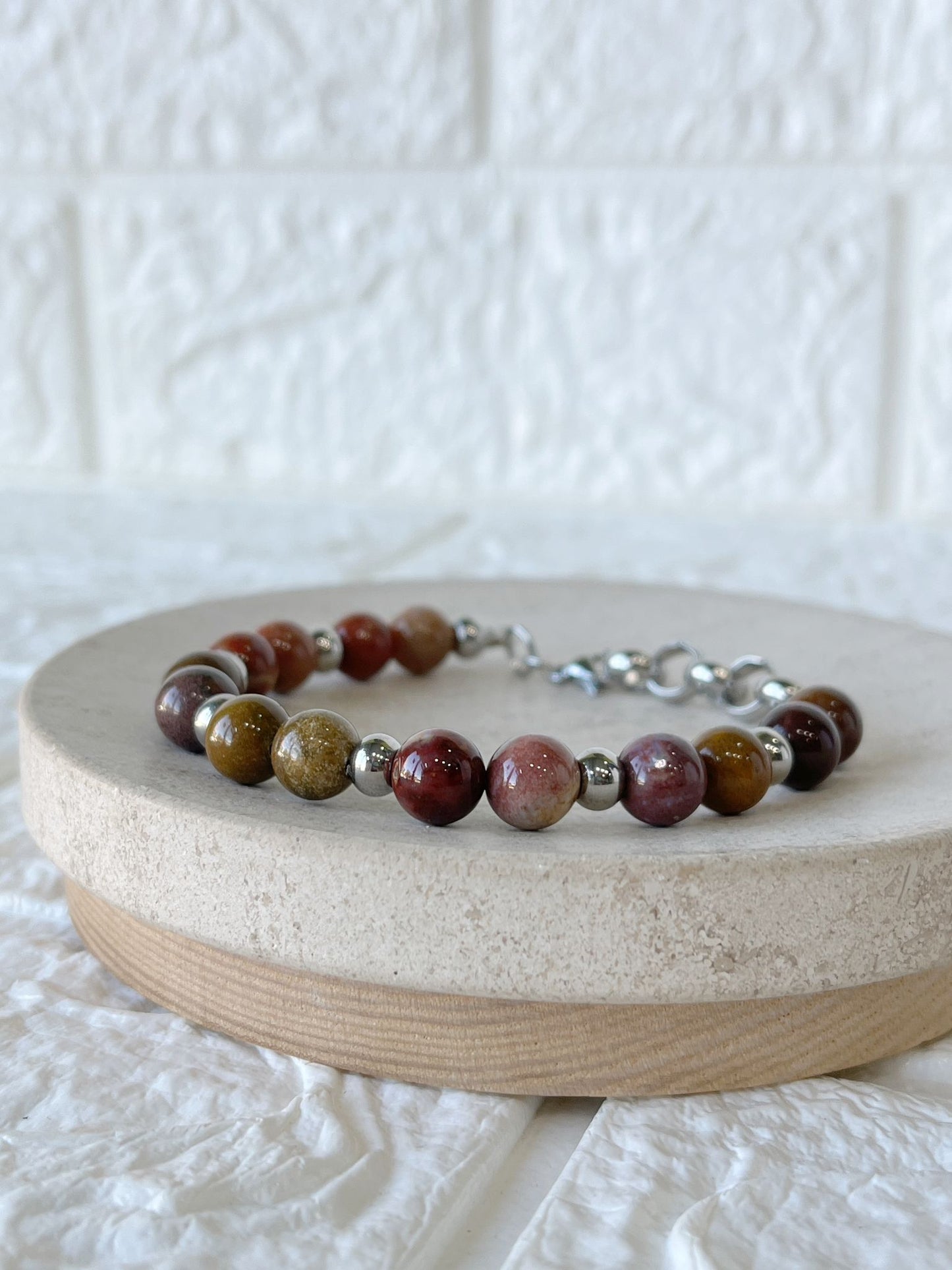 Pulsera de Acero Quirúrgico y Piedra Natural Jaspe