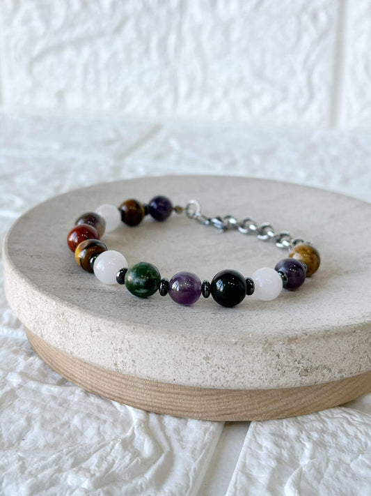 Pulsera de Acero Quirúrgico y Piedras Naturales