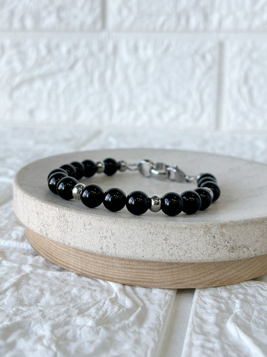 Pulsera de Acero Quirúrgico y Piedras Naturales Ágata