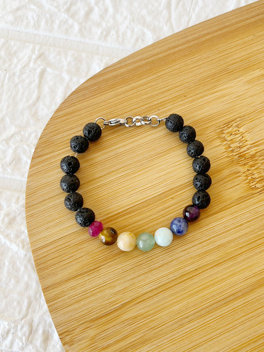 Pulsera de Acero Quirúrgico y Piedras Naturales 7 Chakras