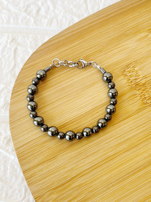 Pulsera de Acero Quirúrgico y Piedra Natural Hematite