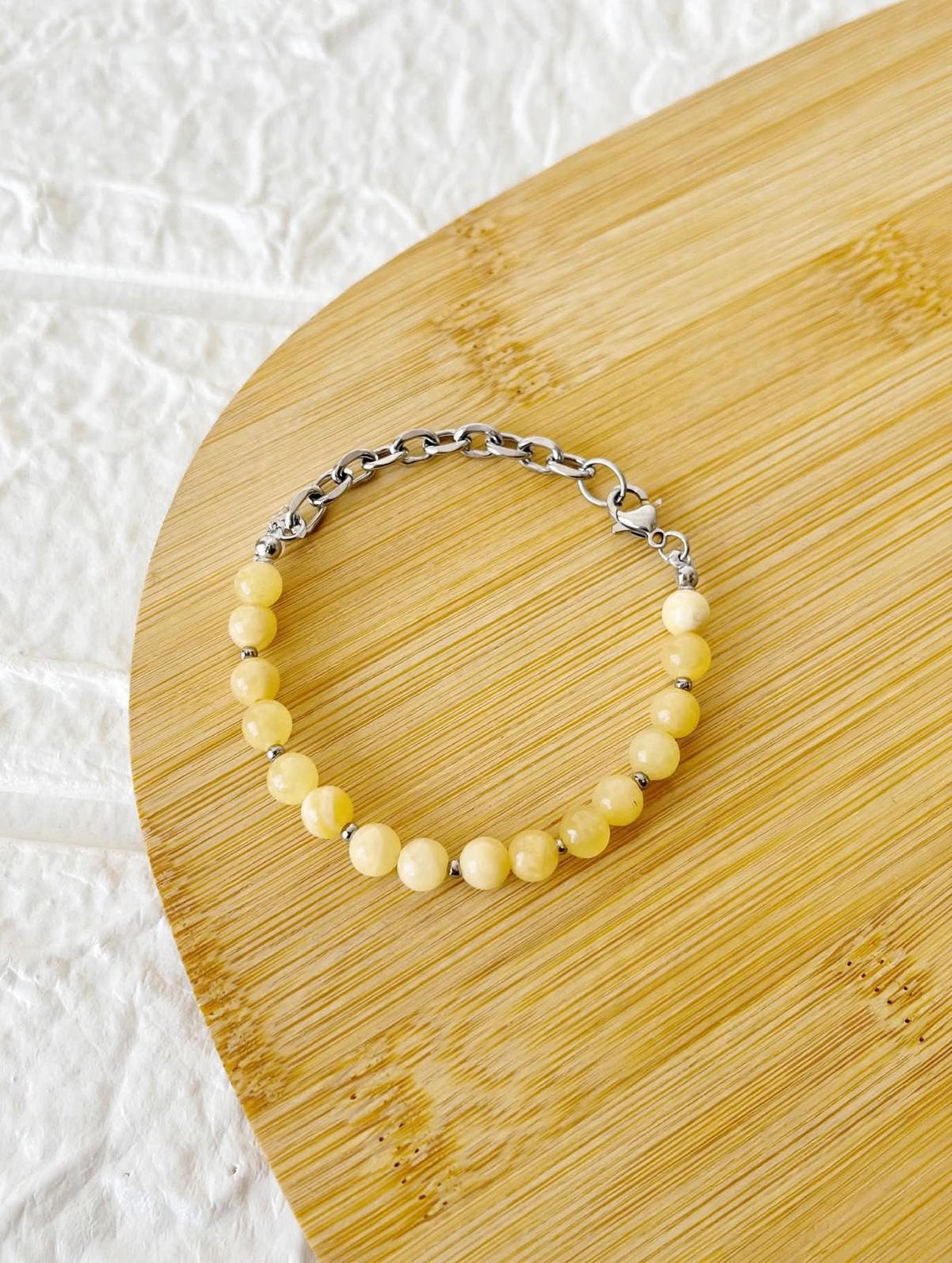 Pulsera de Acero y Piedra Natural Calcedonia