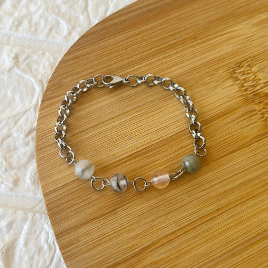 Pulsera de Acero Quirúrgico y Piedra Natural Ágata