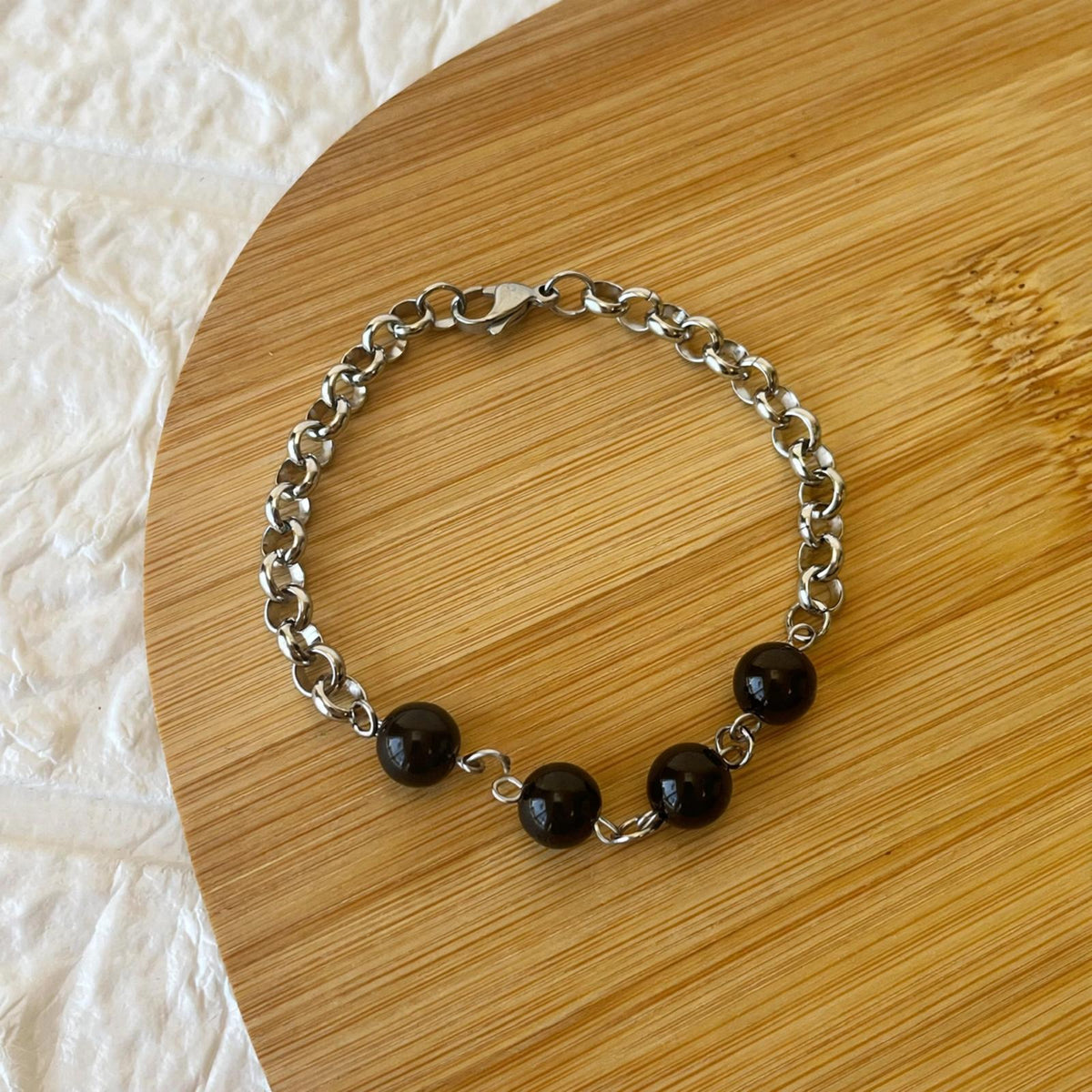 Pulsera de Acero Quirúrgico y Piedra Natural Ágata