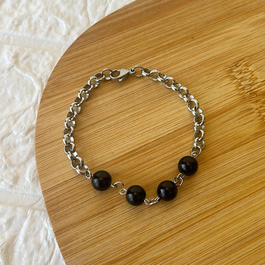 Pulsera de Acero Quirúrgico y Piedra Natural Ágata