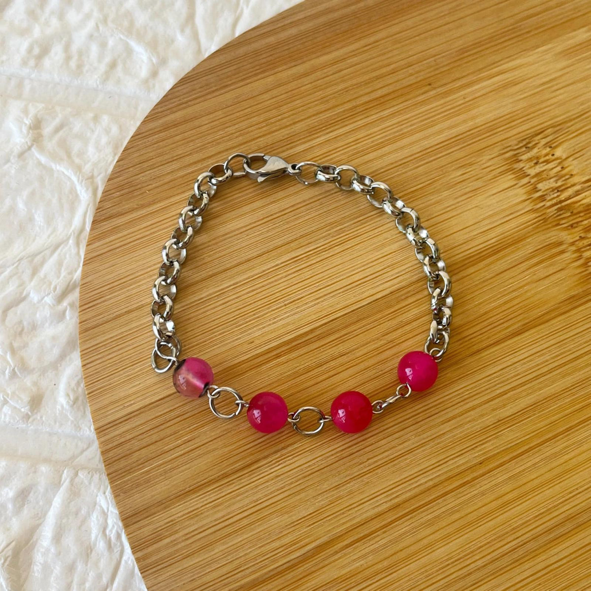 Pulsera de Acero Quirúrgico y Piedra Natural Ágata