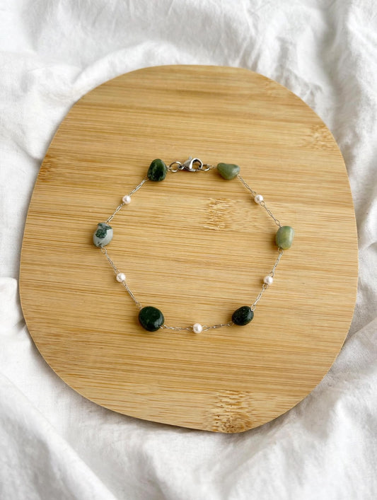 Pulsera de Acero Quirúrgico y Piedra Natural Ágata