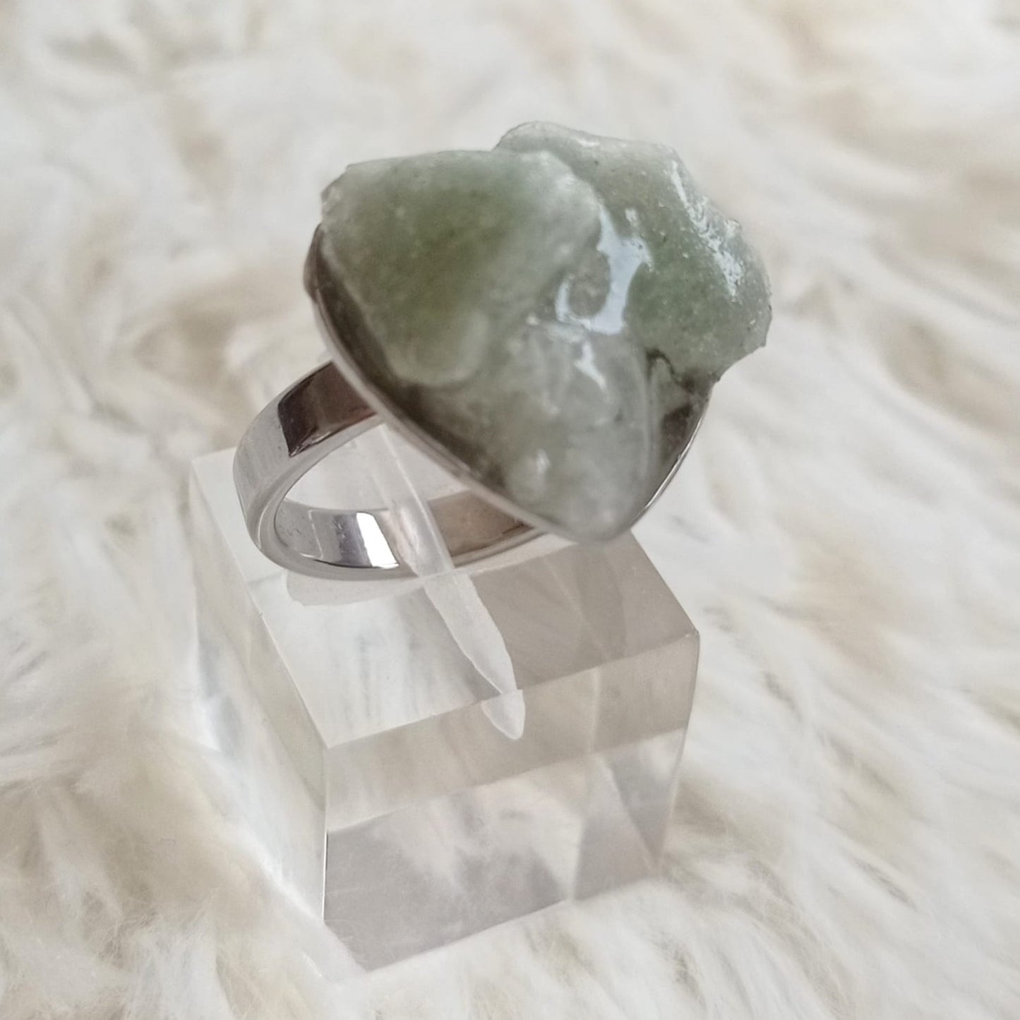 Anillo de Acero Quirúrgico y Aguamarina