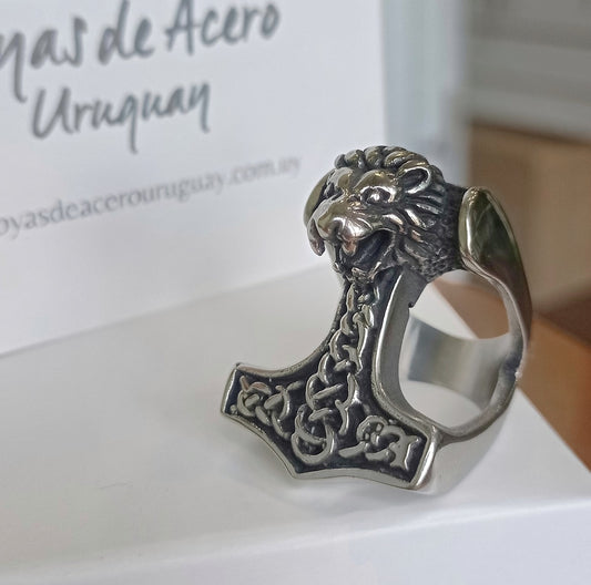 Anillo de Acero Martillo de Thor