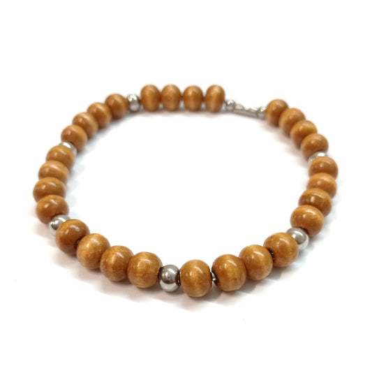 Pulsera de Acero Quirúrgico y Madera