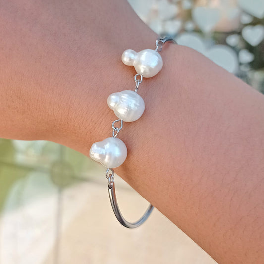 Pulsera de Perlas de Río y Acero Quirúrgico
