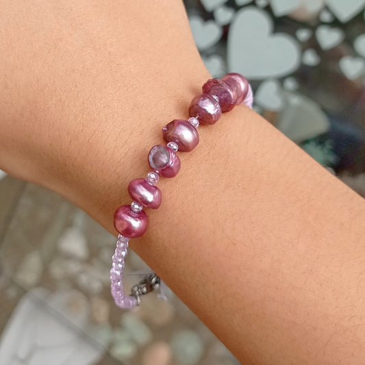 Pulsera de Perlas de Río y Acero Quirúrgico