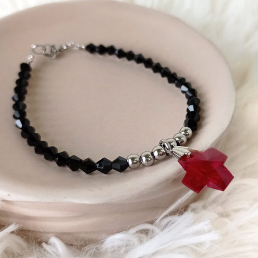 Pulsera de Cristales Facetados y Acero Quirúrgico