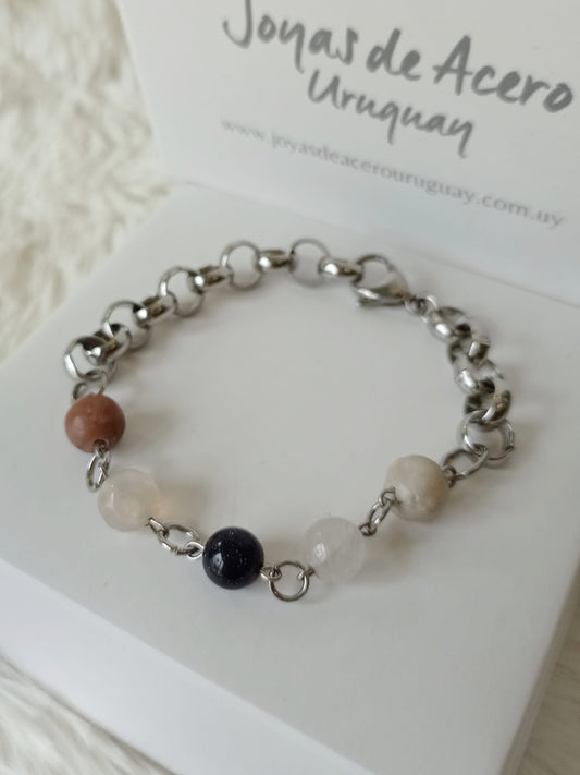 Pulsera de Acero Quirúrgico con Piedras Naturales