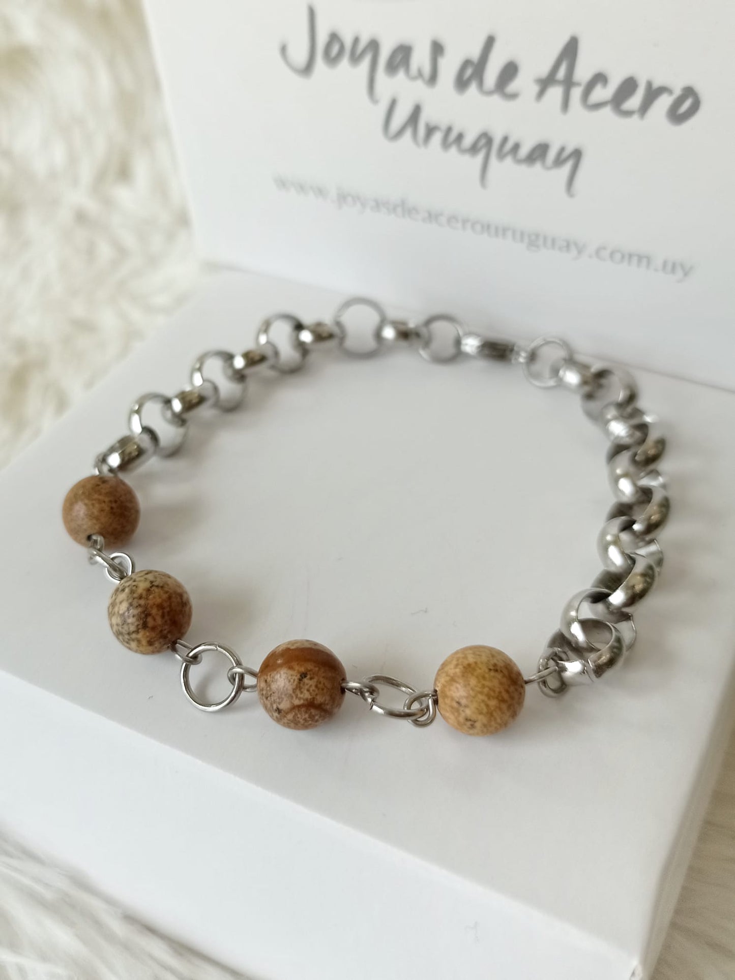 Pulsera de Acero Quirúrgico con Piedras Naturales